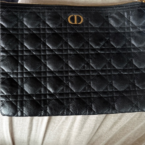 Dior Black Quilted Clutch with Gold Accent - Picture 1 of 5